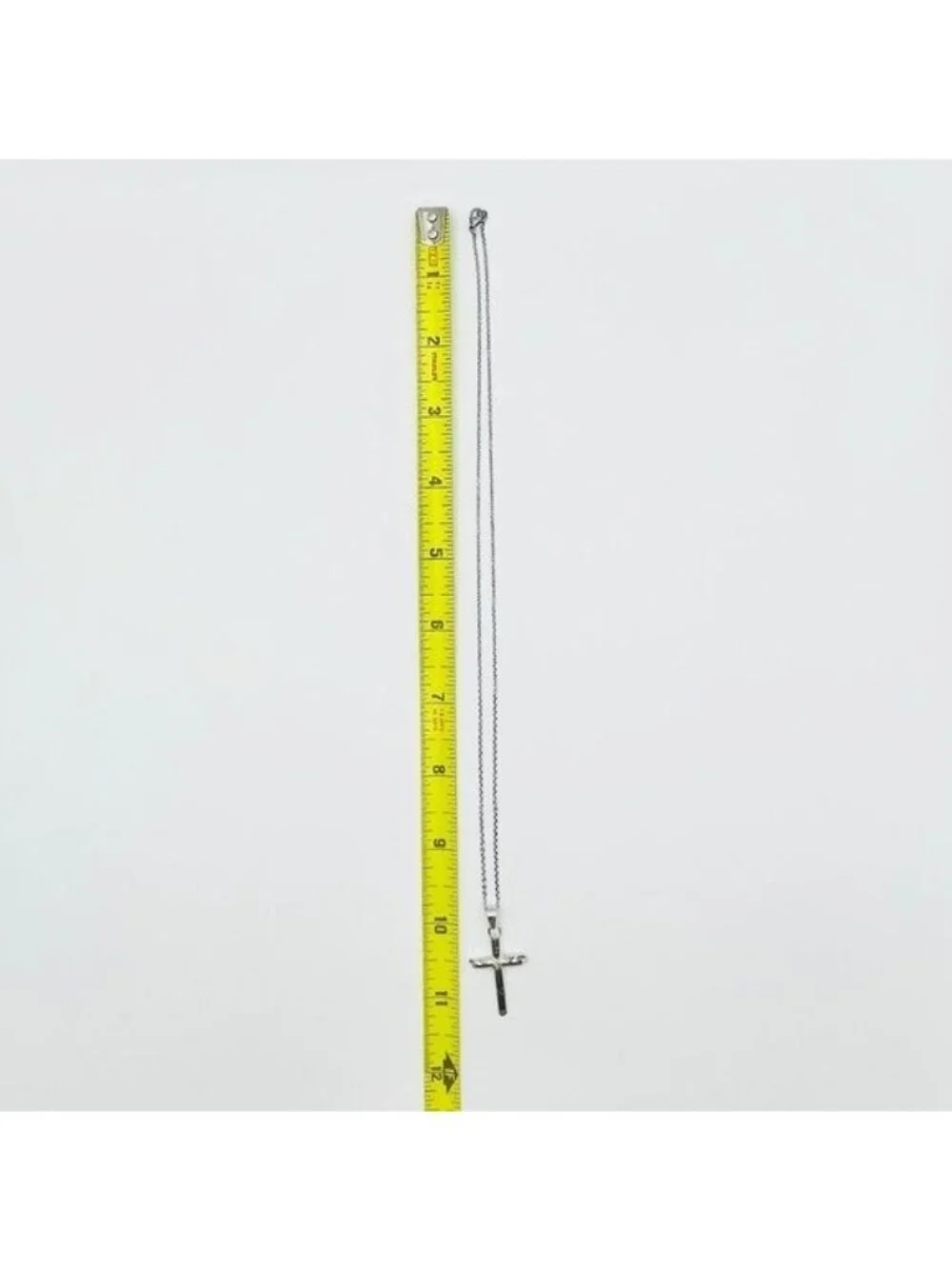 Sterling Silver Cross Pendant Necklace Mexico Starburst Stainless Steel Chain - Picture 3 of 10